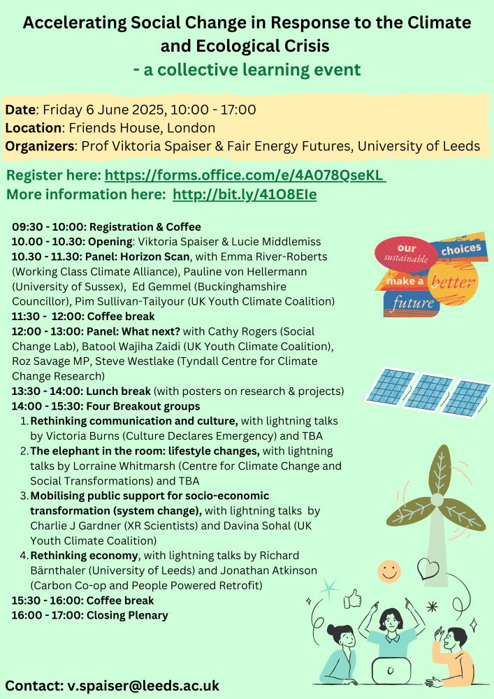 Event details (place, time, organisers, links, contact details) and schedule