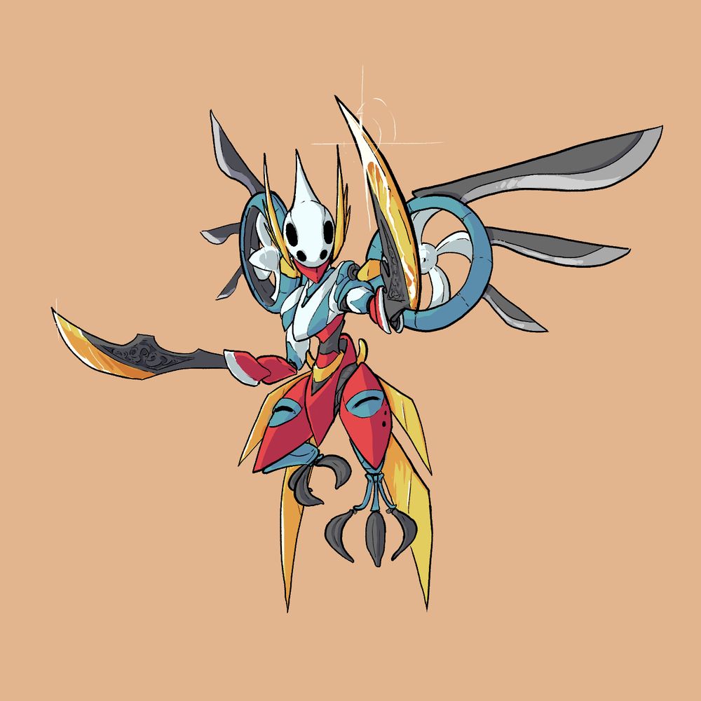 Ringed robot from AEGIS Combining robots with bird-like clawed feet, swords for hands, and gyrocopter wings edged with more blades