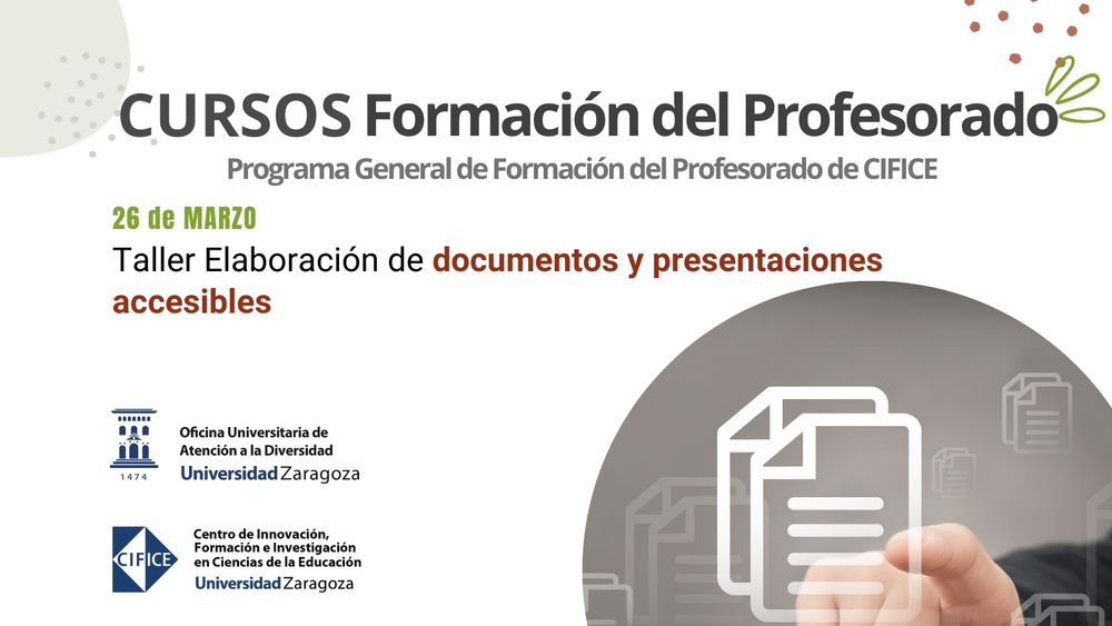 Cartel ilustrativo del Curso del CIFICE de Taller Elaboración de documentos y presentaciones accesibles. 