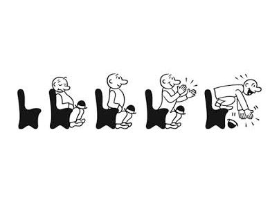 the sequence of cartoon man images used by the San Francisco Chronicle to represent movie review scores