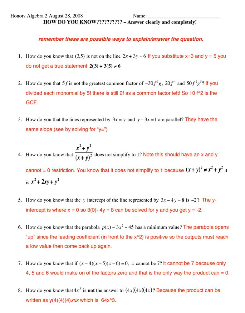 Algebra 2 content, How do you know...)
