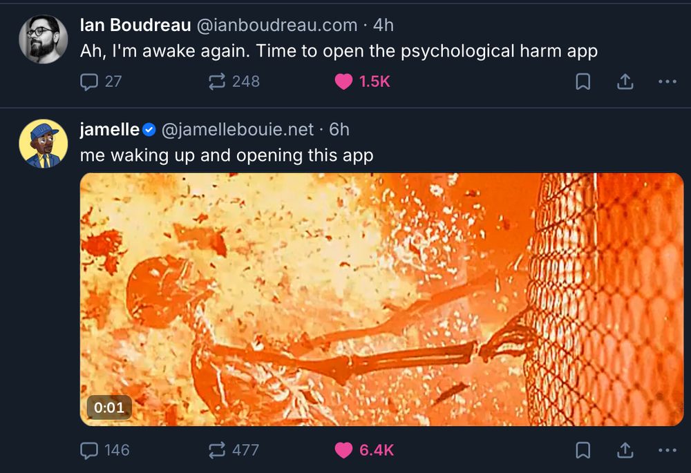 Two Bluesky posts about some unknown bad story