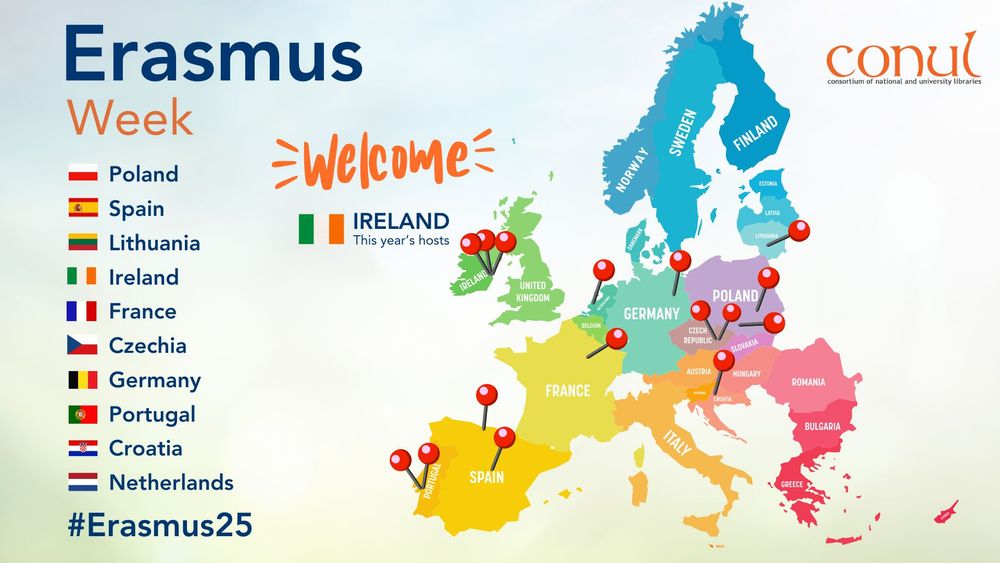 in it with the title Erasmus week, welcome Ireland, CONUL #Erasmus25