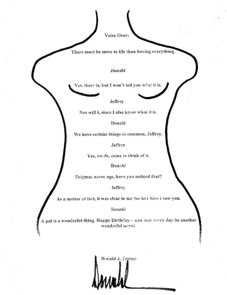 Donald J. Trump's revolting birthday message to Jeffrey Epstein 
