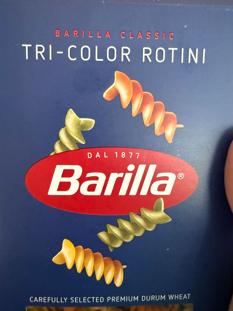 Barilla tri-color rotini box