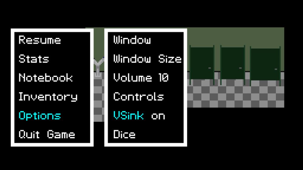 The menu of the same RPG, we see that the option for VSink has been turned on.