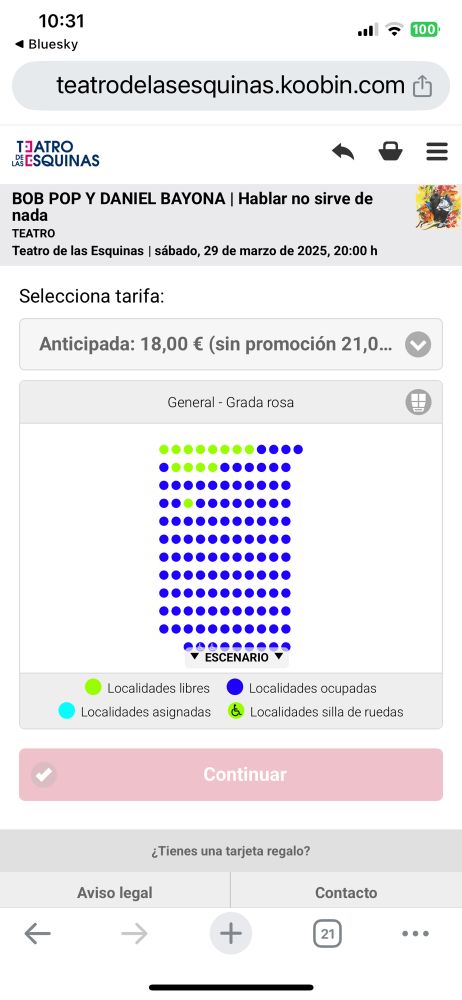 Patio de butacas del teatro de las esquinas de Zaragoza con las entradas casi agotadas.