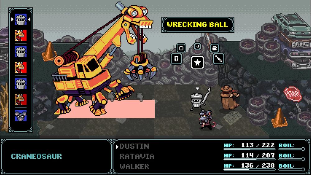 Screenshot of Kingdoms of the Dump showing a big crane monster