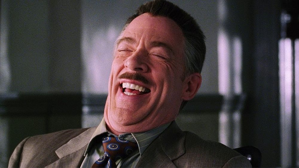 JK Simmons in Spiderman laughing 