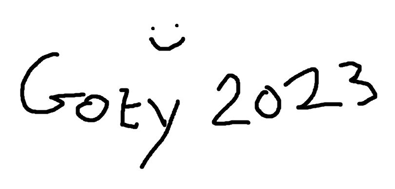Smiley face done in MS Paint with GOTY 2023 written poorly underneath