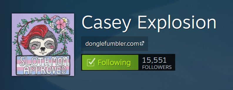 My Steam curator page, showing 15,551 followers!