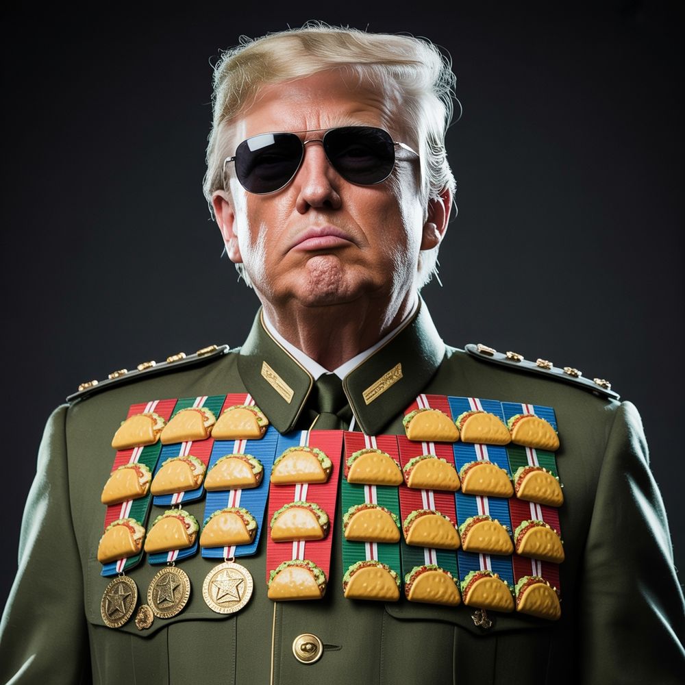 Parade Trump displaying his TACO Medals of Dishonor