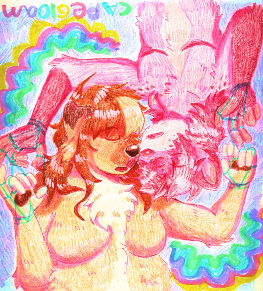 Same image as before, but vertically flipped so that now Kitty is the one who is upside-down.