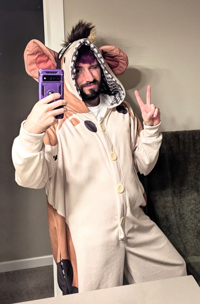 Drakonix taking a selfie of him wearing a custom Wes (the rat) Kigu. This is a custom Kigu commission made by Blue from Kayla's Kritterz.