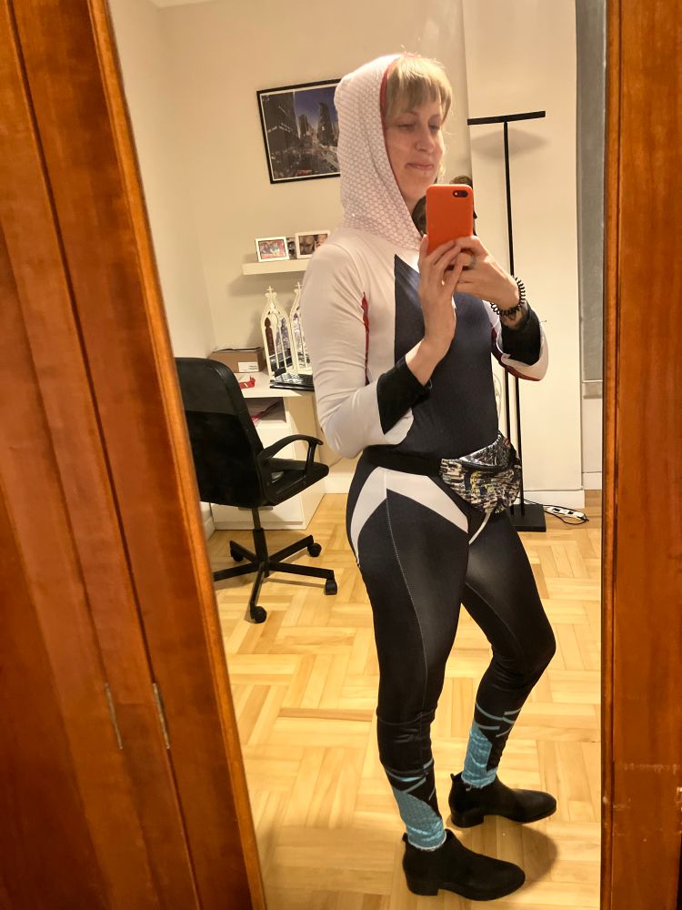 me dressed as the lady spiderman. i added a fanny pack