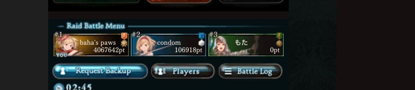 #2 in my granblue raid is named condom