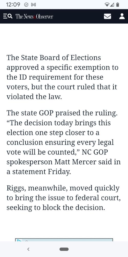 Snapshot or article mentioning exception to voters requirements in NC was approved by State Board of Elections