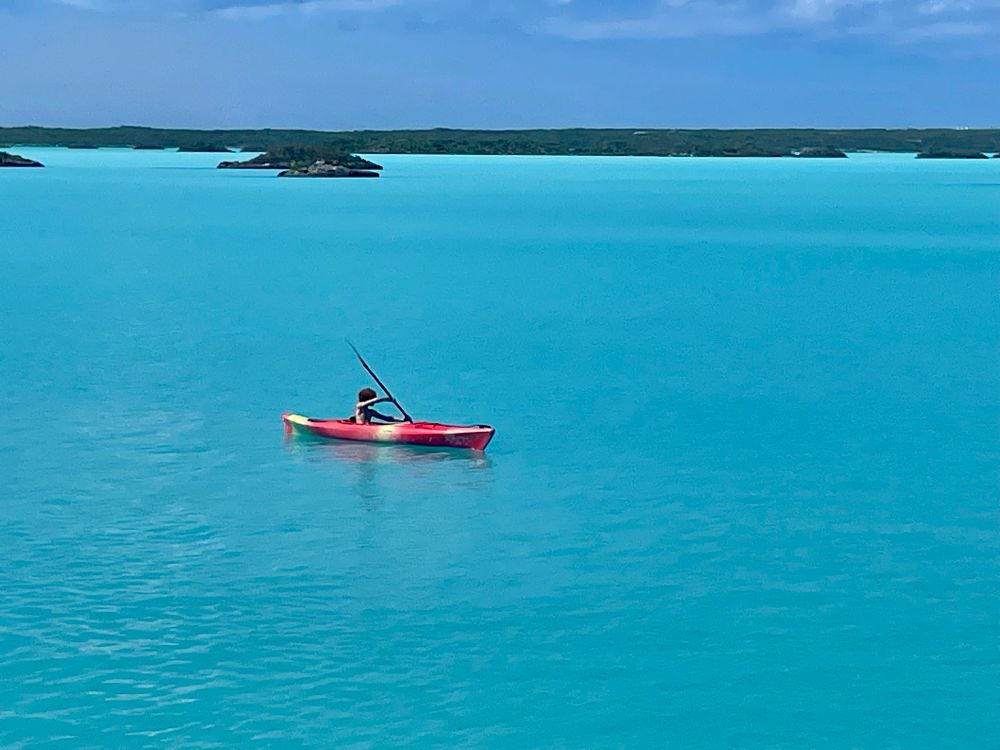Kayaking on the Beautiful turquoise waters of Chalk Sound 