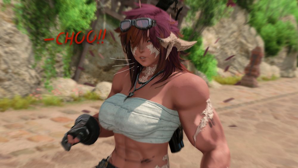 As Aro sneezes she's suddenly back to her Big Buff Aura form, with bits of fur flying off of her in all directions.
