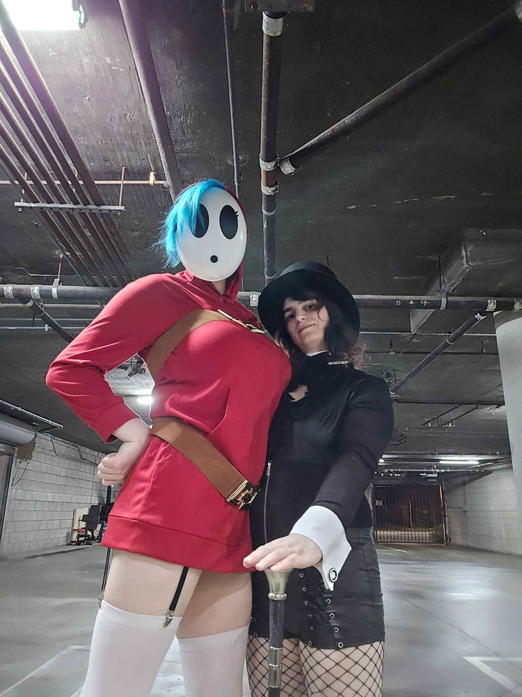 Shy Gal and a Stage Magician Costume.