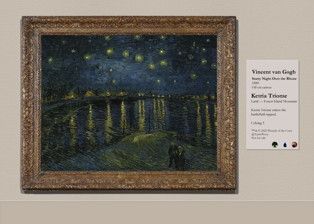 MtG proxy card: Ketria Triome with Starry Night Over the Rhone by Vincent van Goph