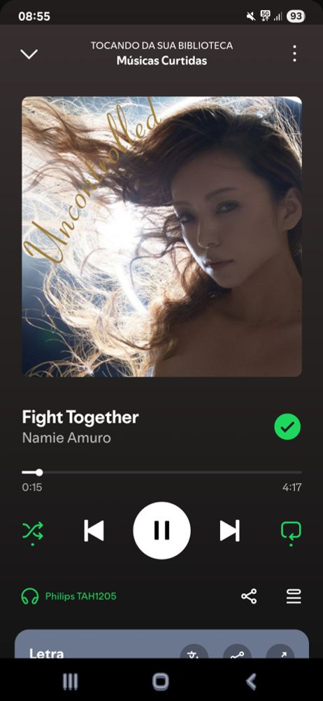 print do spotify da música fight together da namie amuro.