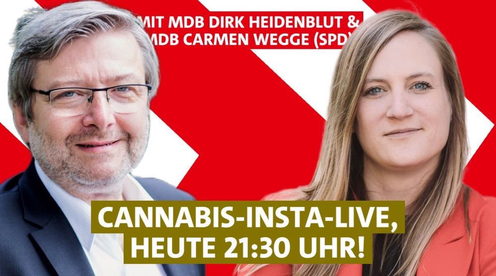 Cannabis-Insta-Live, heute 21:30 Uhr mit Carmen Wegge und Dirk Heidenblut