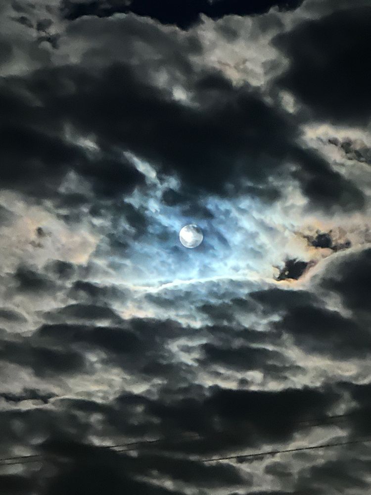 Full moon behind clouds 