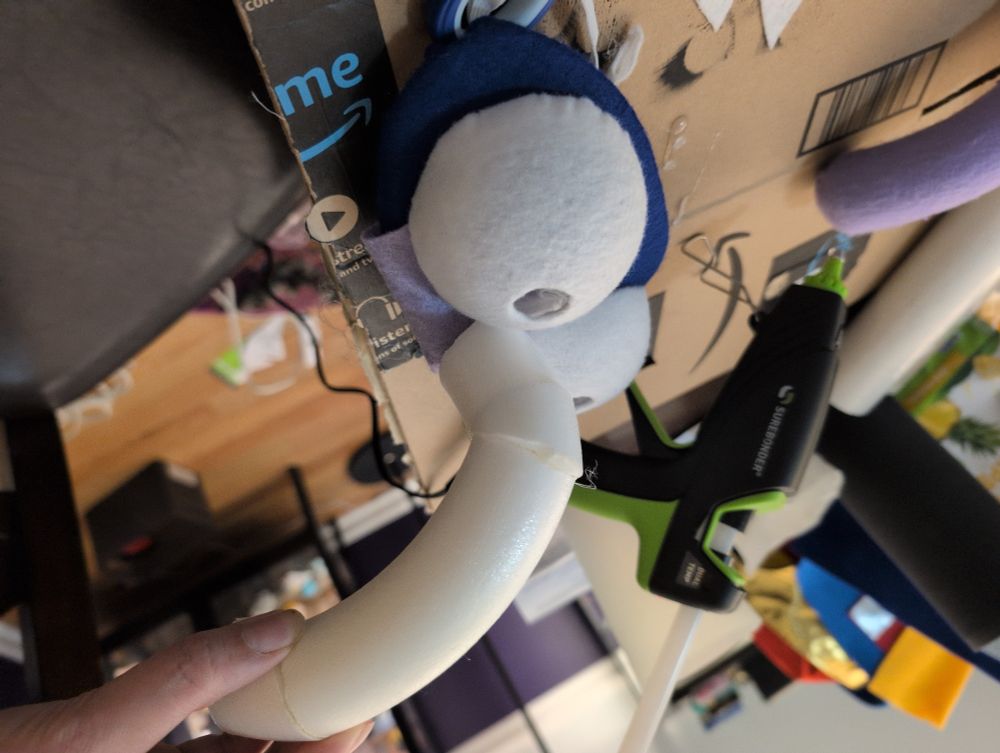 side view of an in progress gonzo masquerade mask