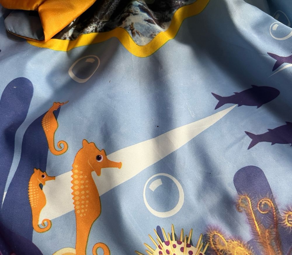 Child’s play mat, featuring a fish with a butt spotlight.