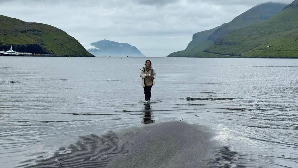 In the third of seven science-led expeditions to uncover the spread of microplastics and nanoplastics in the world's most remote locations, Mission Spiritus traveled to the Faroe Islands. Led by polar explorer Alan Chambers, with scientific direction from Lamont-Doherty Earth Observatory environmental geochemist Beizhan Yan and climate scientist Maureen Raymo (pictured here), the team collected water, sediment, and air samples for research on the impact of plastics on human and environmental health. Photo courtesy of Mission Spiritus.