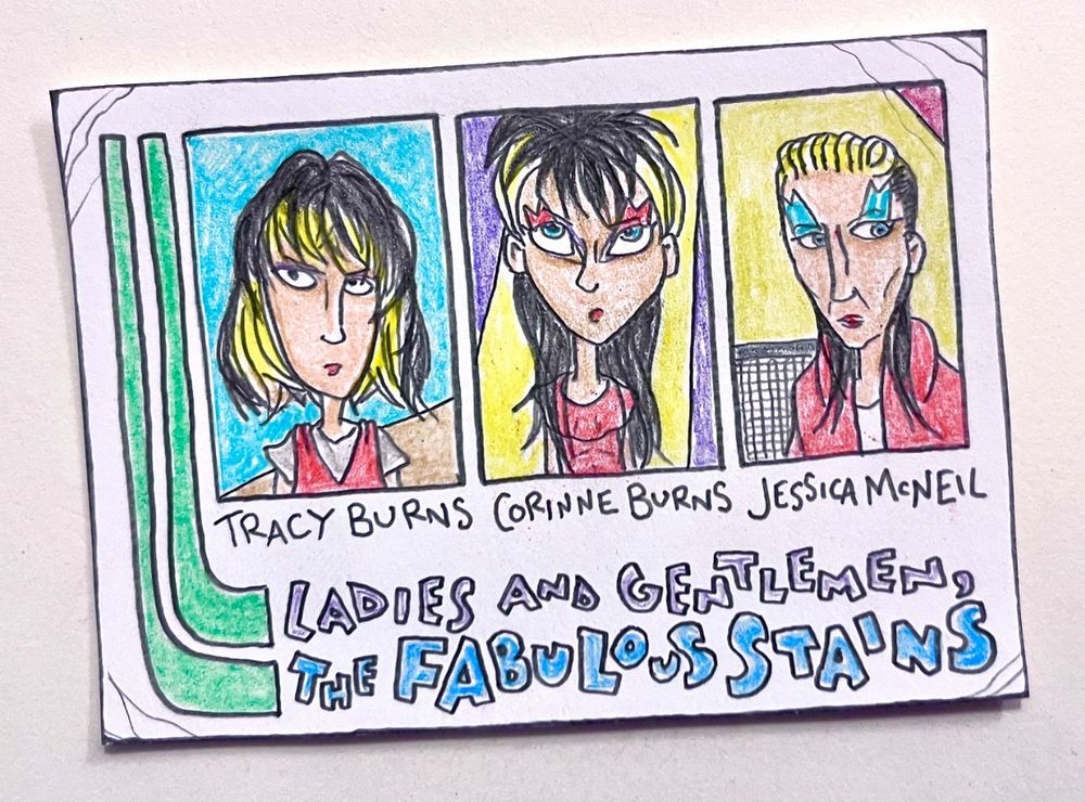 Colored-pencil card drawing of the Stains