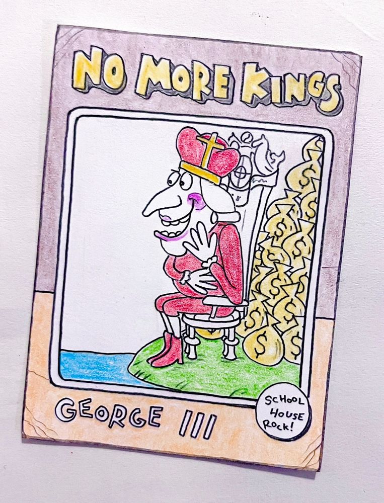 Colored-pencil card drawing of King George III