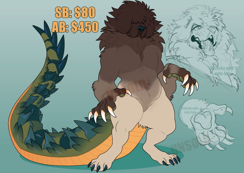 An anthro design, inspired by a Tibetan mastiff & a crocodile.