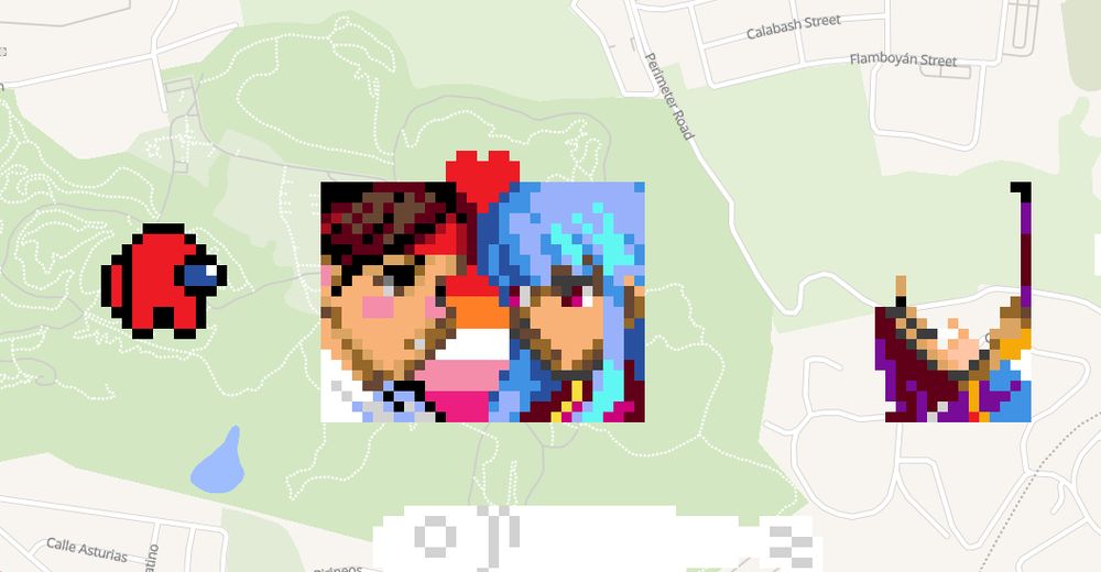 Pixel image of Yuri and Kula from the King Of Fighters in front of a Lesbian Flag