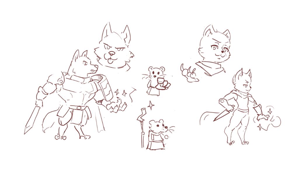 dog, rat and cat summoner sketches