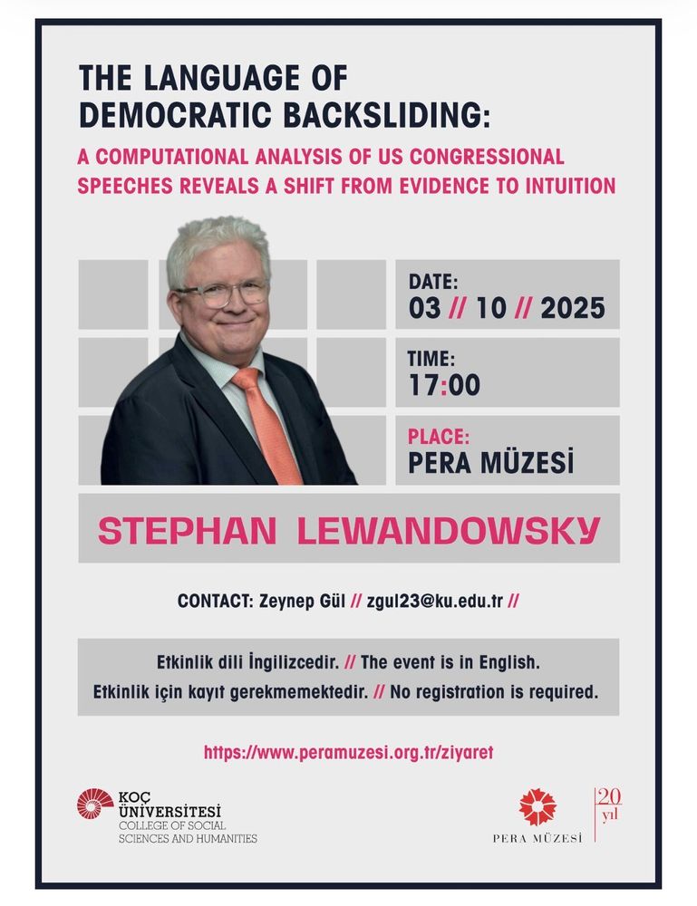 Picture of Stephan Lewandowsky and the announcement of his talk in Istanbul