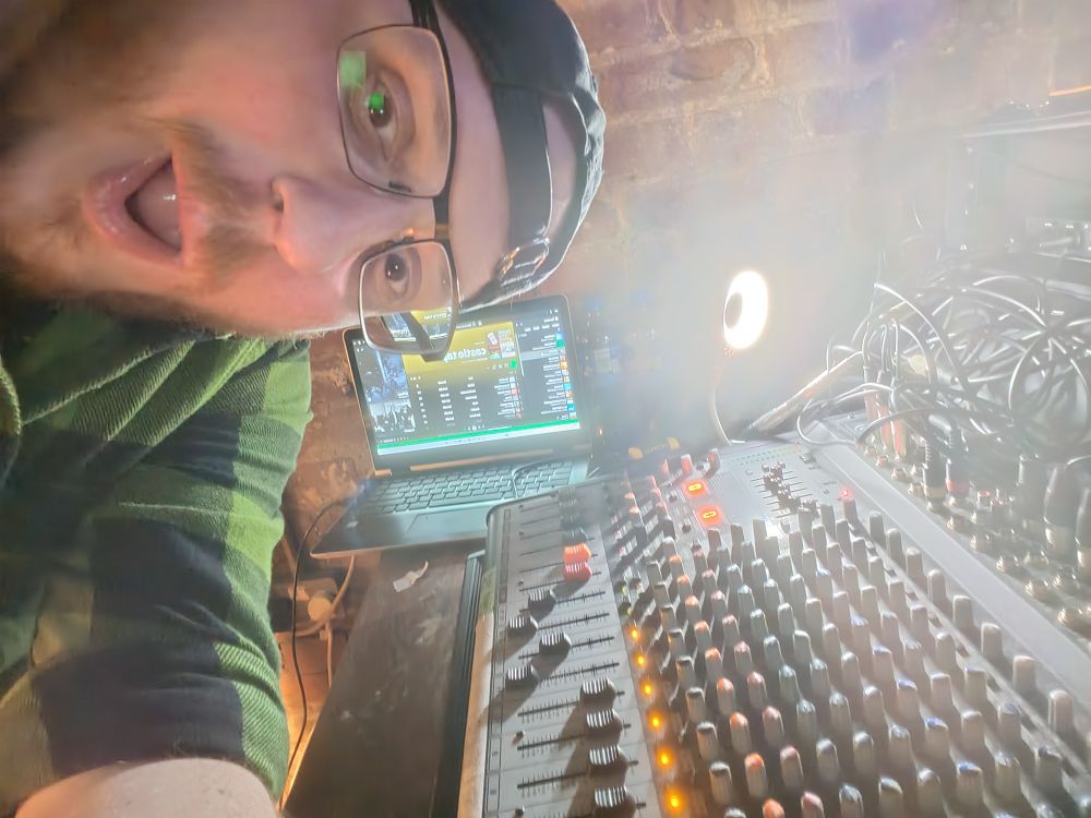 A cheeky chappie just about to do the sound