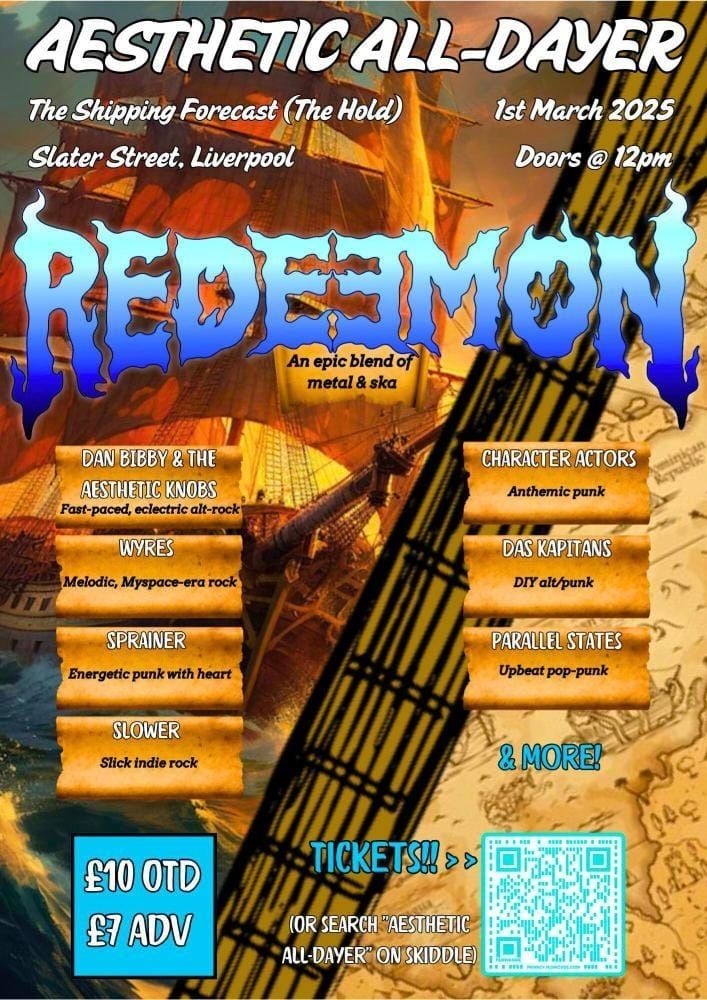 Gig flyer for Redeemon playing The Shipping Forecast, Liverpool