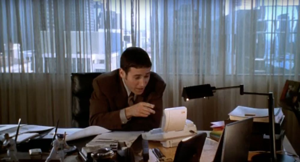 Rob Morrow talking to Debbie Reynolds on a video phone in “Mother”