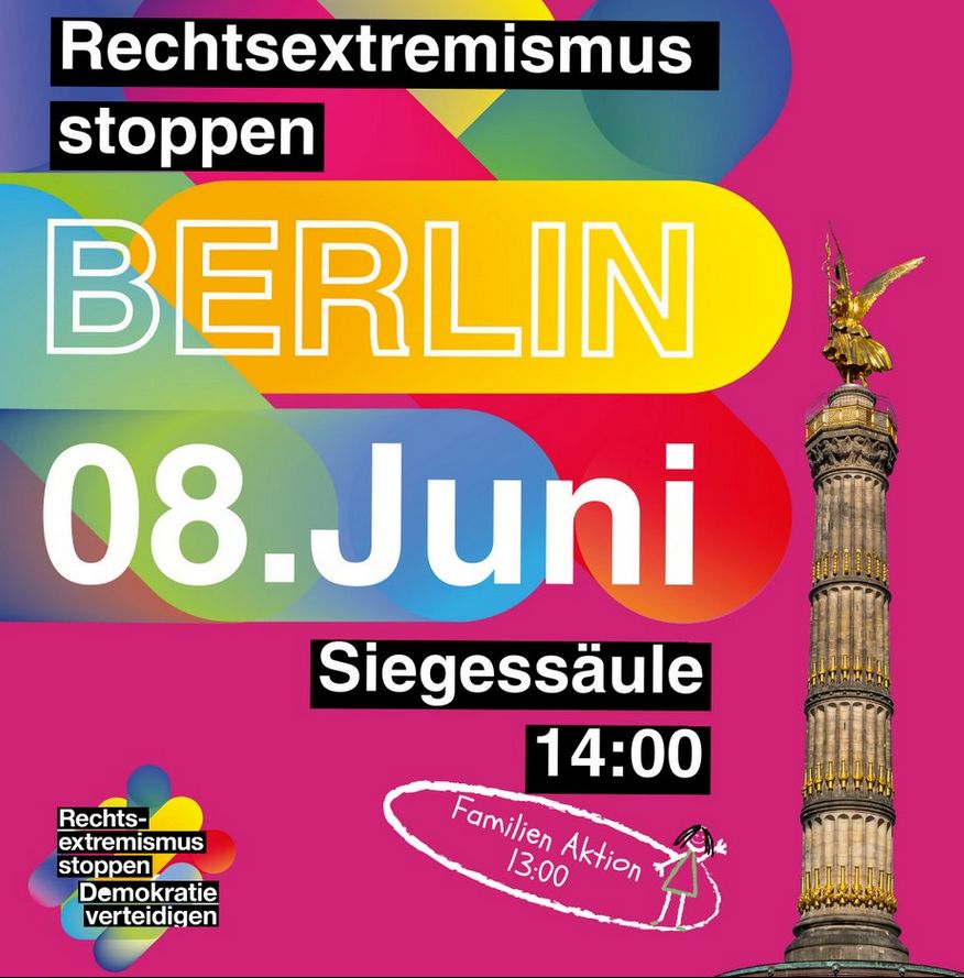 Sharepic zur Kundgebung am 8. Juni an der Siegessäule