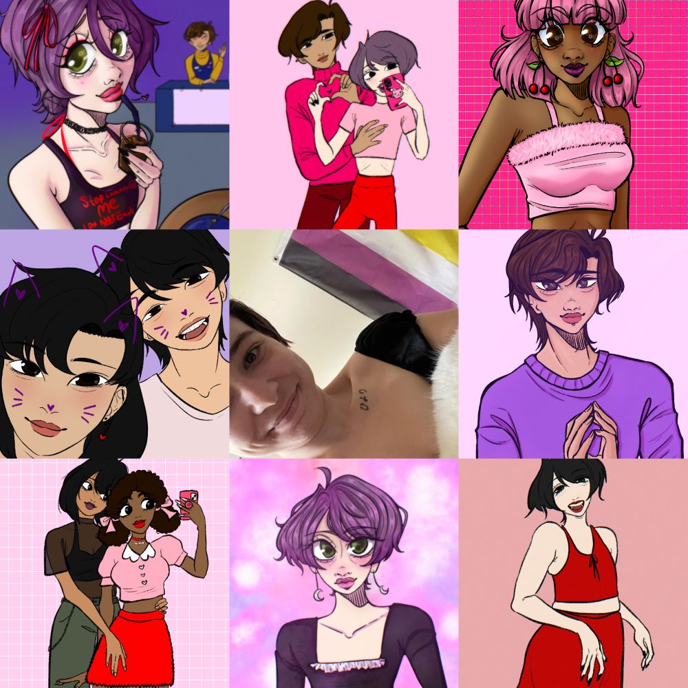 A photo of me from July surrounded by my art.