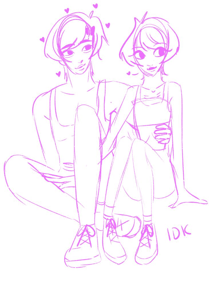 wren and harper sketch doodle of harper wrapping his hand around wren's waist.