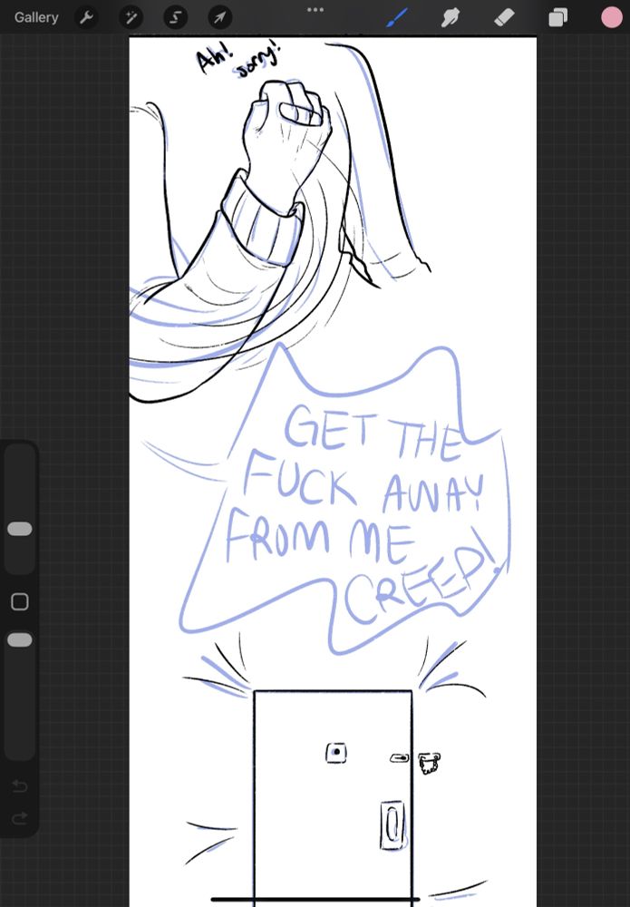 harper moving his arm away from wren on the couch and wren screaming “GET AWAY FROM ME CREEP” then at the bottom the door slammed.