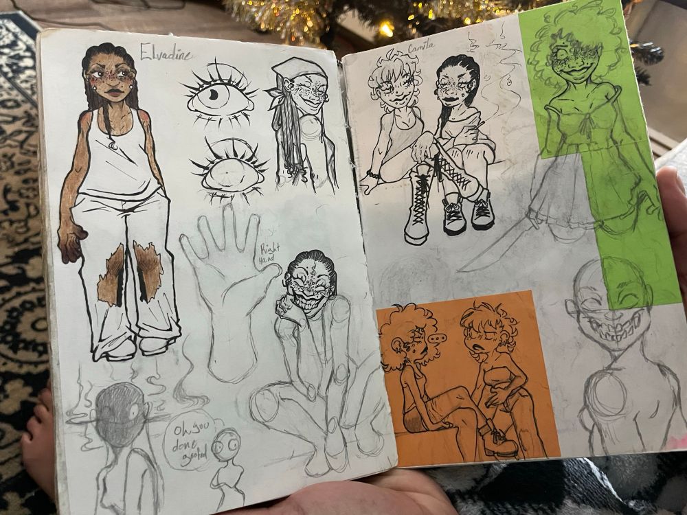 doodles on a sketchbook page