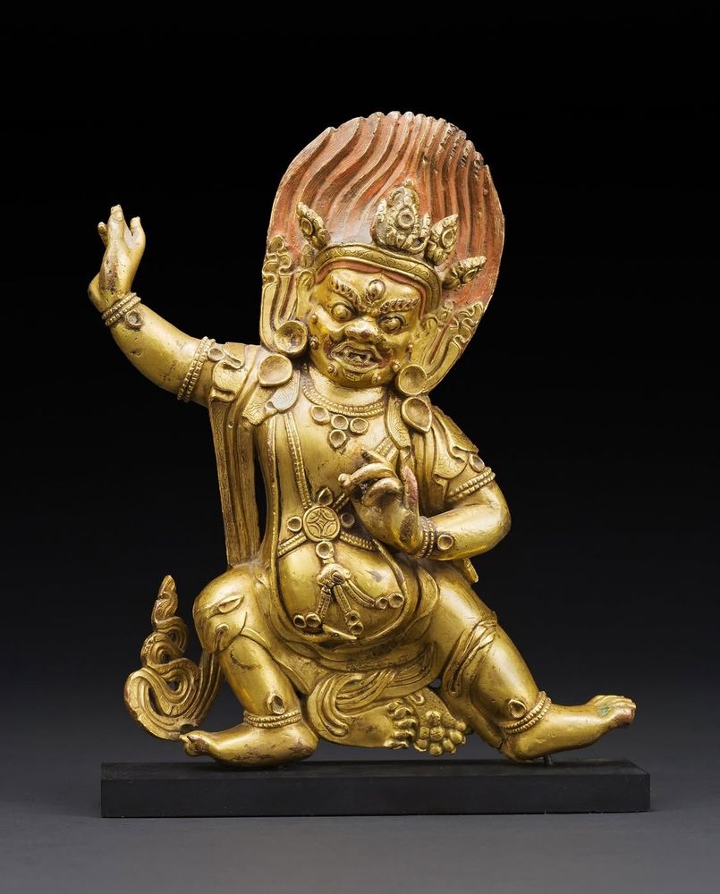 Vajrapani is a powerful bodhisattva in Buddhism, often depicted as a wrathful protector deity, particularly in Tibetan Buddhism. He embodies the Buddha's power and is associated with the vajra, a thunderbolt-like symbol of indestructible wisdom and the force to overcome obstacles.
Vajrapani's name translates to "vajra in hand" or "vajra holder," signifying his role as a protector wielding the vajra.
The vajra represents clarity of thought, enlightenment, and the ability to cut through delusion.
Vajrapani is often depicted in a wrathful form, with a fierce expression, flames, and a powerful physique. However, early Indian depictions show him in a more peaceful form, reflecting his role as a protector.
He is a guardian of the Buddha and a protector of the Dharma (Buddhist teachings). He is also seen as a powerful force against negativity and obstacles on the path to enlightenment.