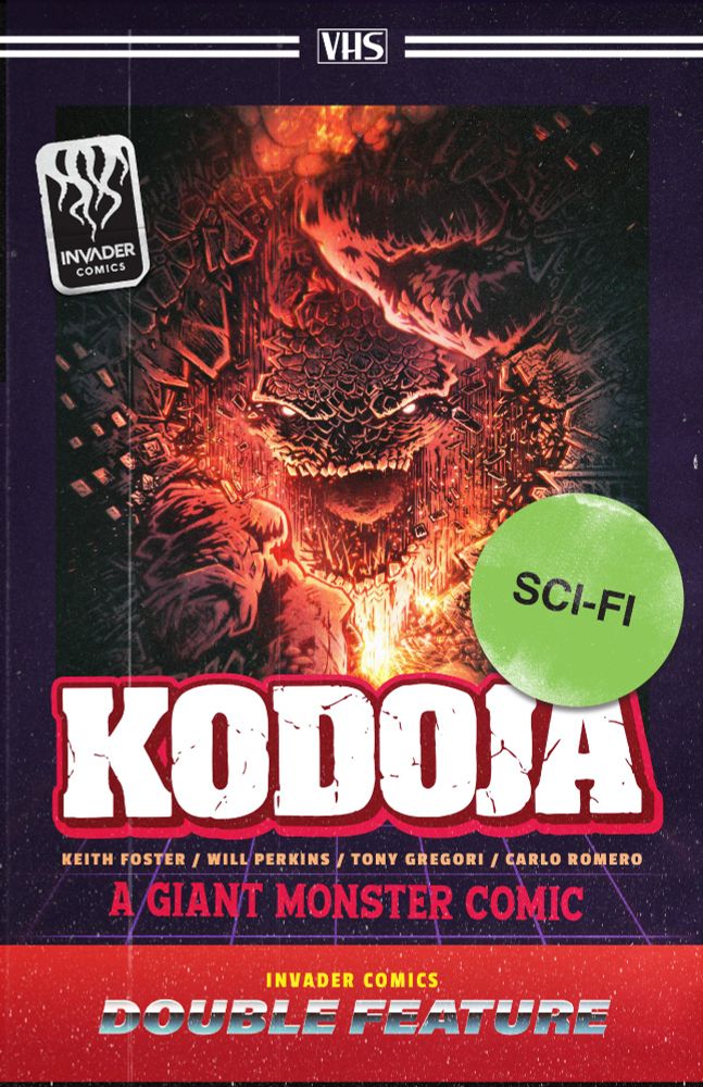 Cover for Kodoja, a Giant Monster Comic, part of the fantastic double feature from Invader Comics