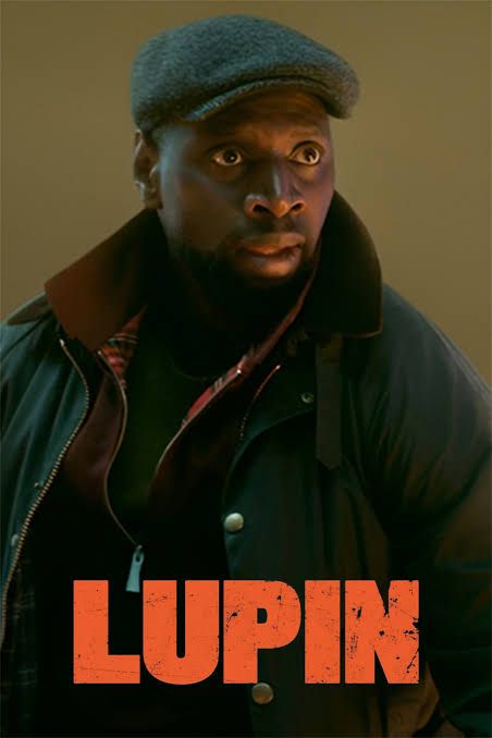 TV poster of Omar Sy as character Assane Diop in Netflix show Lupin. Pix labeled LUPIN in all caps.