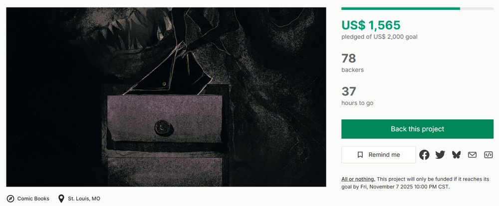 $1565 of $2000 pledged. 78 backers. 37 hours to go.