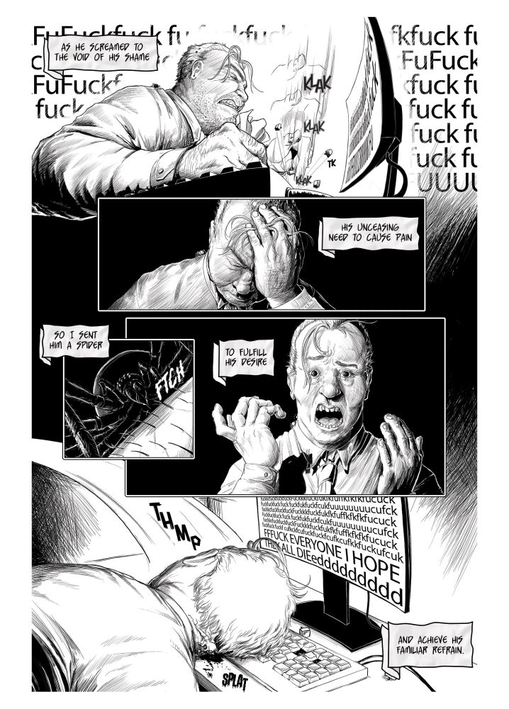 A black and white comics page